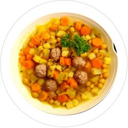 Möhreneintopf mit Mettbällchen