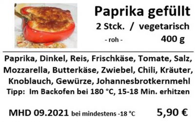 Paprika gefüllt, vegetarisch